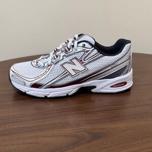 New Balance White and Burgundy Sneakers